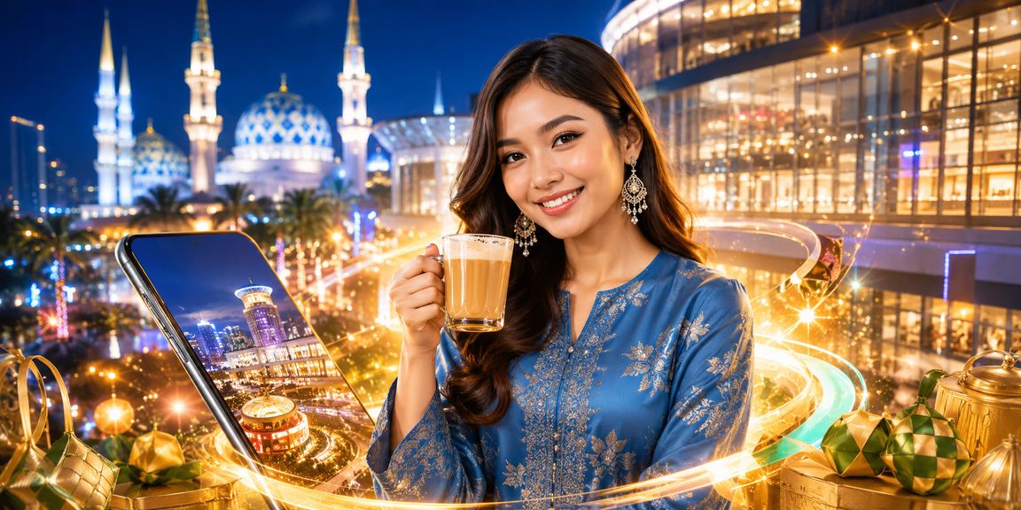 Pengguna Selangor menikmati permainan mudah alih secara bertanggungjawab dalam baju kurung